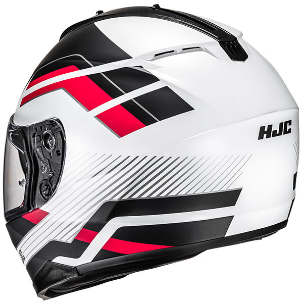 rear view of HJC SKU 877180807, sizes XS, SM, MD, LG, XL for motorcycle helmet, street bike, full-face helmet, and powersports use.