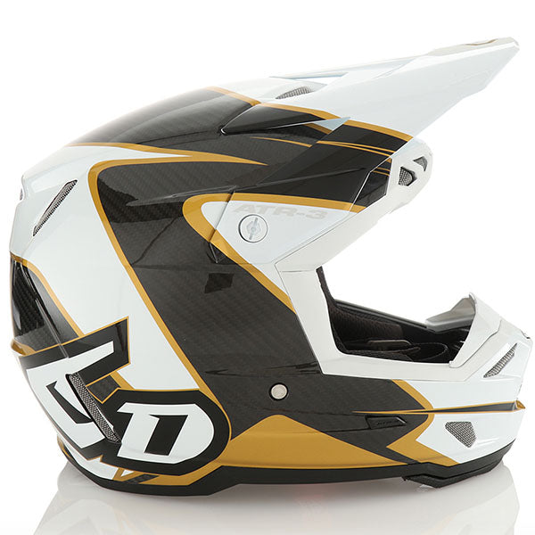 6D helmet white gold product view — with ODS impact management for angular and linear energy, ventilated and lightweight, SKU 13-0306.
