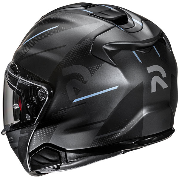 rear view of HJC SKU 827133507, sizes XS, SM, MD, LG, XL for motorcycle helmet, street bike, full-face helmet, and powersports use.