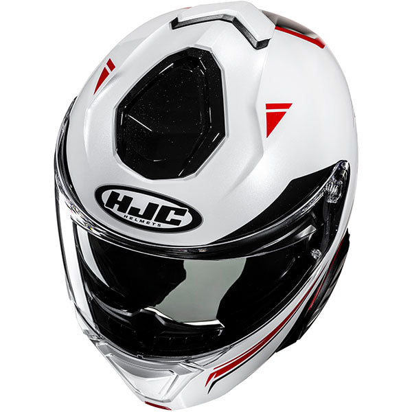 top view of HJC SKU 848120104, sizes XS, SM, MD, LG, XL for motorcycle helmet, street bike, full-face helmet, and powersports use.