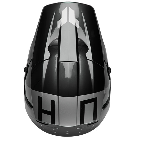 Studio view of Thor - Reflex Sport Rogue MIPS Helmet helmet helmet, in Black and Chrome, vented chin bar and intake ports, on a clean white background, (SKU 011087) Colors: Black and Chrome Sizes: 2XL, LG, MD, SM, XL, XS