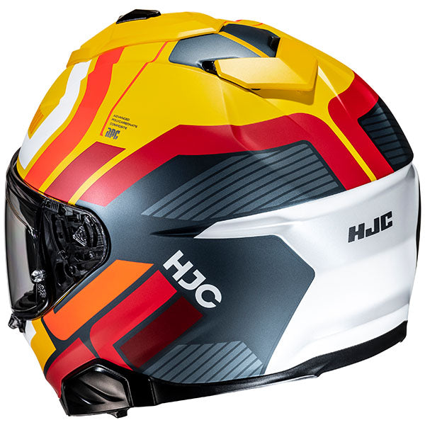 rear view of HJC SKU 815161304, sizes XS, SM, MD, LG, XL for motorcycle helmet, street bike, full-face helmet, and powersports use.