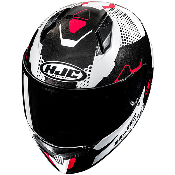 top view of HJC SKU 825140104, sizes XS, SM, MD, LG, XL for motorcycle helmet, street bike, full-face helmet, and powersports use.