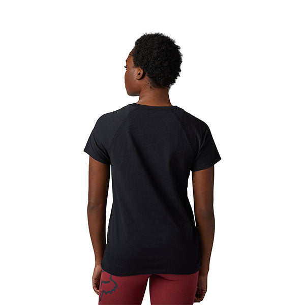 Crisp studio image on a white background of Fox Racing Level Up Tee (Womens); showing tee fit, printed graphics, and crew neckline; SKU 30544-001-XS