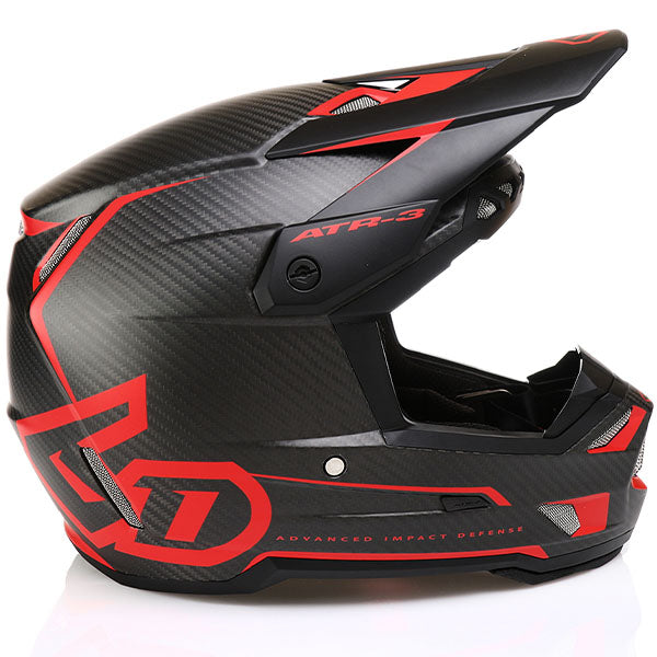 6D helmet red product view — with ODS impact management for angular and linear energy, ventilated and lightweight, SKU 13-0408.