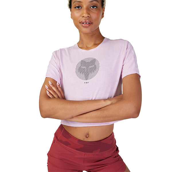 Clean studio shot of Fox Racing Zenade Tech Tee (Womens); showing tee fit, printed graphics, and crew neckline; SKU 30816-175-XS
