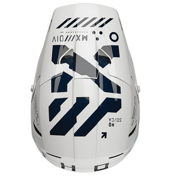 Studio view of Thor - Reflex Sport Strike MIPS Helmet helmet helmet, in Navy and Acid, vented chin bar and intake ports, on a clean white background, (SKU 011087) Colors: Black and Red, Navy and Acid Sizes: 2XL, LG, MD, SM, XL, XS