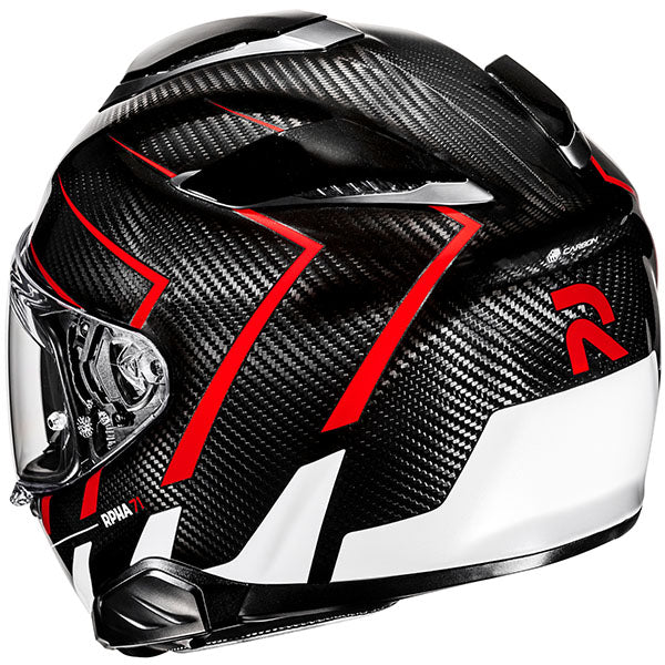 rear view of HJC SKU 849130105, sizes XS, SM, MD, LG, XL for motorcycle helmet, street bike, full-face helmet, and powersports use.