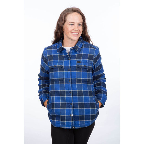 Clean studio shot of Klim Clouds Rest Fleece Lined Flannel Shirt; showing flannel shirt fit, button front, and plaid pattern; SKU 3593-000-110-244