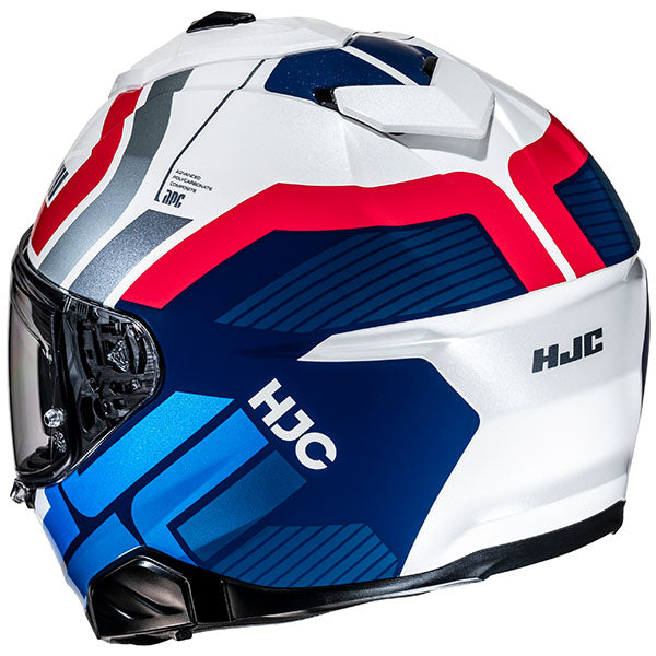 rear view of HJC SKU 815161307, sizes XS, SM, MD, LG, XL for motorcycle helmet, street bike, full-face helmet, and powersports use.