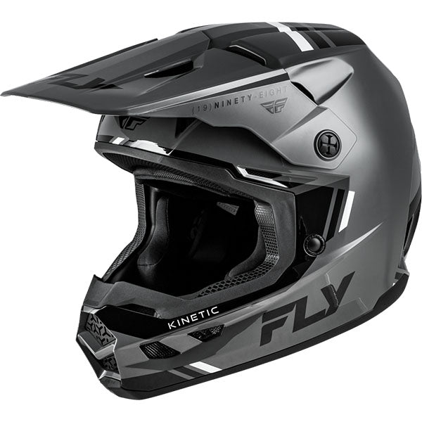 studio product photo of Fly Racing in Grey/Black/White for motocross helmet, dirt bike, motocross, off road. SKU 73-872XS.