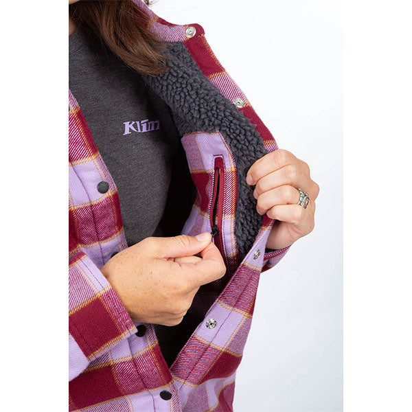 Crisp studio image on a white background of Klim Clouds Rest Fleece Lined Flannel Shirt (Womens); SKU 3593-000-110-244; Sizes: XS-2XL