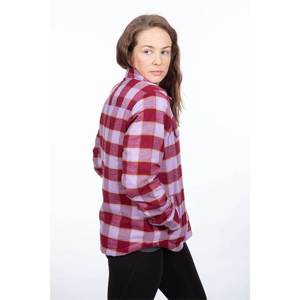 Clean studio shot of Klim Clouds Rest Fleece Lined Flannel Shirt; showing flannel shirt fit, button front, and plaid pattern; SKU 3593-000-110-244