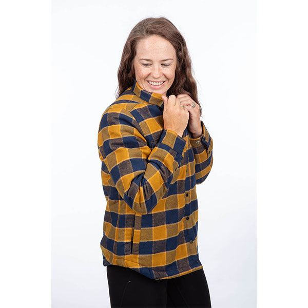 Clean studio shot of Klim Clouds Rest Fleece Lined Flannel Shirt; showing flannel shirt fit, button front, and plaid pattern; SKU 3593-000-110-244