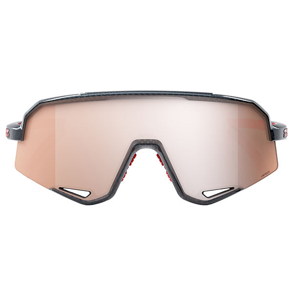 Clean studio photo on a white background of 100%, Slendale Sunglasses, SKU 5930207200, color options Gloss Carbon Fiber w/ Hiper Crimson Silver Mirror Lens, Satin Pitaya w/ Hiper Vital Pink Mirror Lens, Polished Translucent Grey w/ Purple Multilayer Mirror Lens, Matte White w/ Hiper Red Multilayer Mirror Lens, Matte Black w/ Hiper Blue Multilayer Mirror Lens, Matte Black w/ Smoke Lens