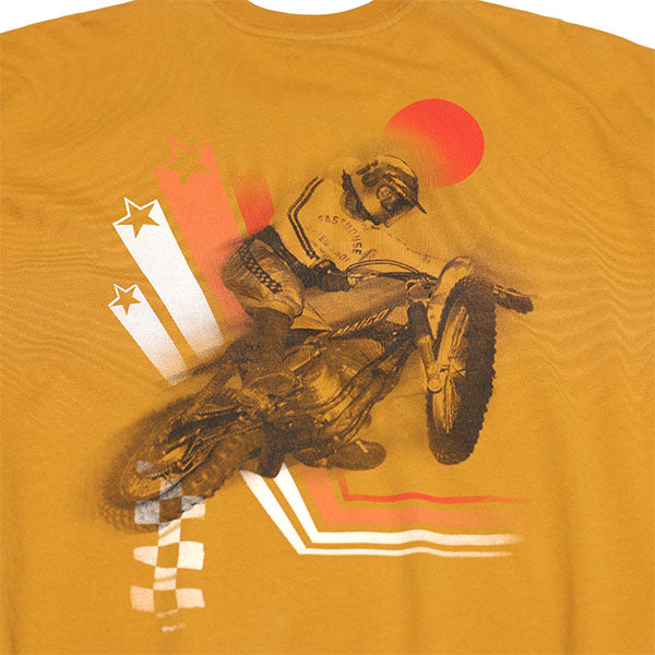 Studio photo on a white background of Fasthouse Champion Tee; showing tee fit, printed graphics, and crew neckline; SKU 3296129904; Sizes: S-3XL