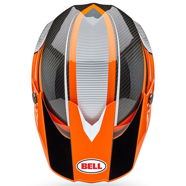 motorcycle helmet, top view, showing aerodynamic shell design, ventilation ports, and secure retention system built for rider comfort and protection. SKU 07163741.