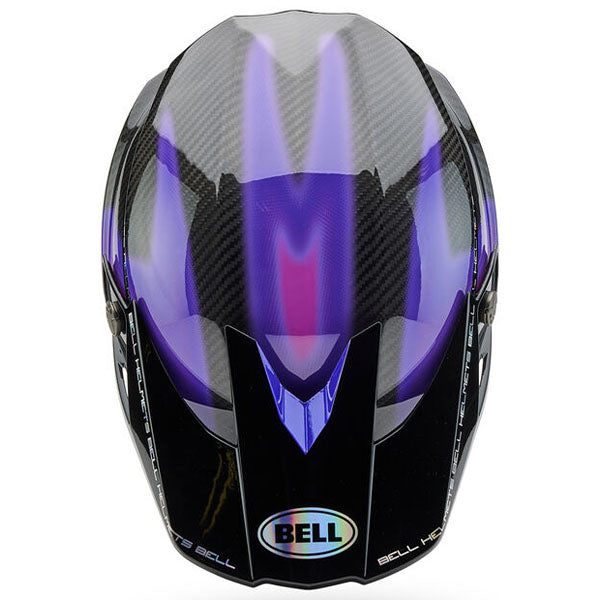 motorcycle helmet, top view, showing aerodynamic shell design, ventilation ports, and secure retention system built for rider comfort and protection