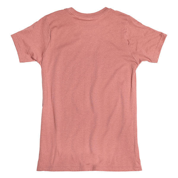 Professional studio photo of Fasthouse Vow Tee (Girls); showing long-sleeve cut, printed graphics, and crew neckline; SKU 32978219; Colors: Mauve