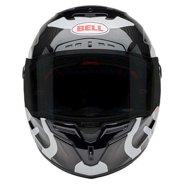 motorcycle helmet, showing aerodynamic shell design, ventilation ports, and secure retention system built for rider comfort and protection