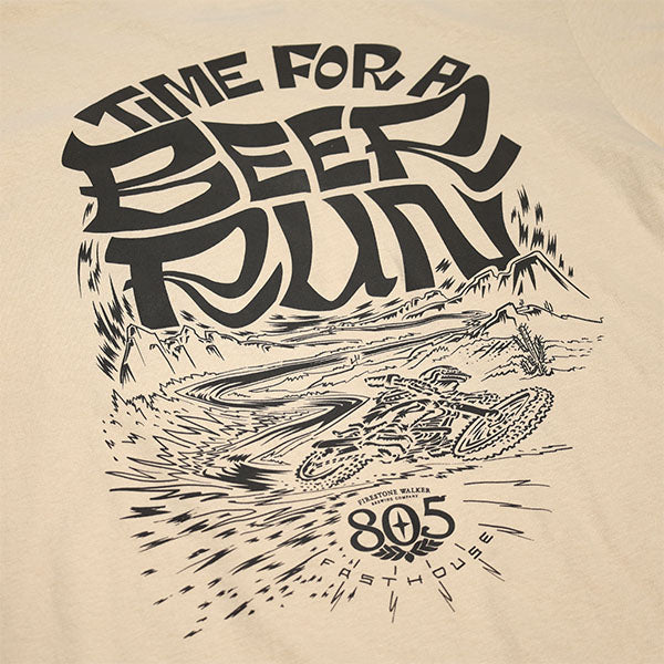 Professional studio photo of Fasthouse 805 Desert Run Tee; showing tee fit, printed graphics, and crew neckline; SKU 3610240304; Colors: Sand, Black