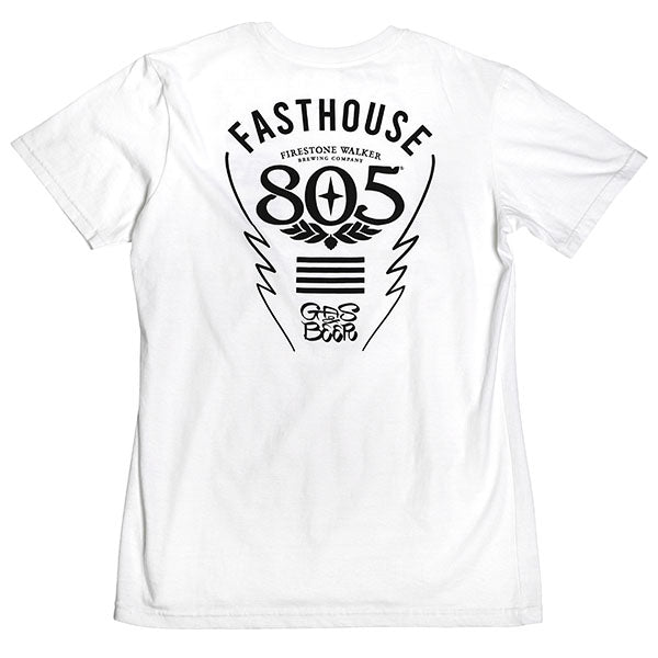 Crisp studio image on a white background of Fasthouse 805 Crew Time Tee; showing tee fit, printed graphics, and crew neckline; SKU 3610270504