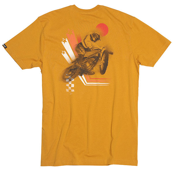 High-resolution studio image of Fasthouse Champion Tee; showing tee fit, printed graphics, and crew neckline; SKU 3296129904; Sizes: S-3XL
