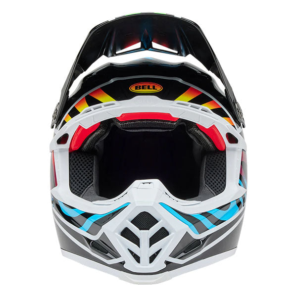 motorcycle helmet, front view, showing aerodynamic shell design, ventilation ports, and secure retention system built for rider comfort and protection. SKU 07163767.
