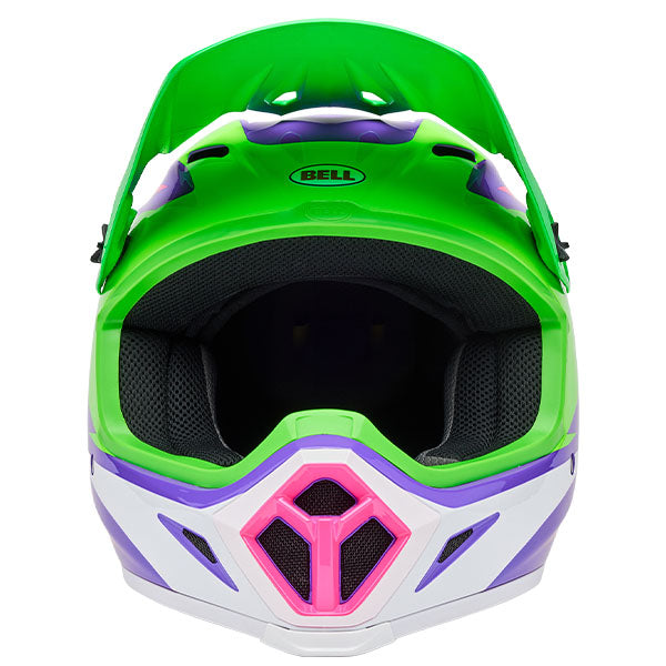motorcycle helmet, showing aerodynamic shell design, ventilation ports, and secure retention system built for rider comfort and protection