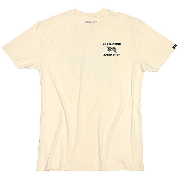 Crisp studio image on a white background of Fasthouse Champion Tee; showing tee fit, printed graphics, and crew neckline; SKU 3296129904; Sizes: S-3XL