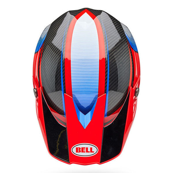 motorcycle helmet, top view, showing aerodynamic shell design, ventilation ports, and secure retention system built for rider comfort and protection