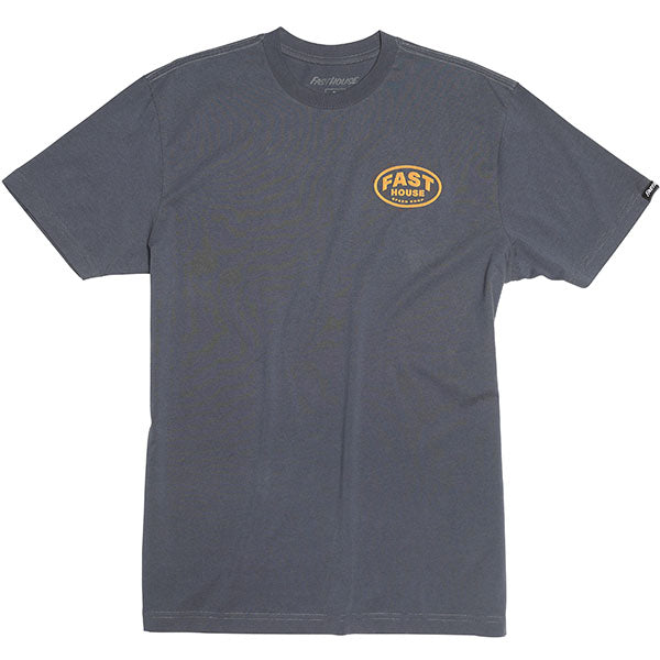 Clean studio shot of Fasthouse Archie Tee; showing tee fit, printed graphics, and crew neckline; SKU 3296250204; Colors: Indigo, Black; Sizes: S-3XL