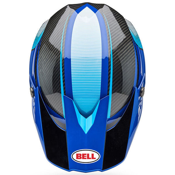 motorcycle helmet, top view, showing aerodynamic shell design, ventilation ports, and secure retention system built for rider comfort and protection. SKU 07163717.