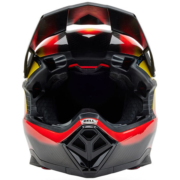 motorcycle helmet, front view, showing aerodynamic shell design, ventilation ports, and secure retention system built for rider comfort and protection. SKU 07163725.