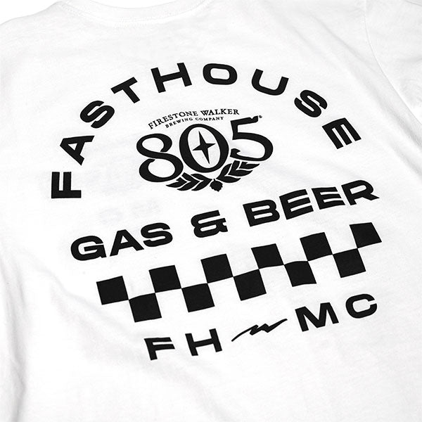 Professional studio photo of Fasthouse 805 Parallel Tee; showing tee fit, printed graphics, and crew neckline; SKU 3610280504; Colors: Black, White
