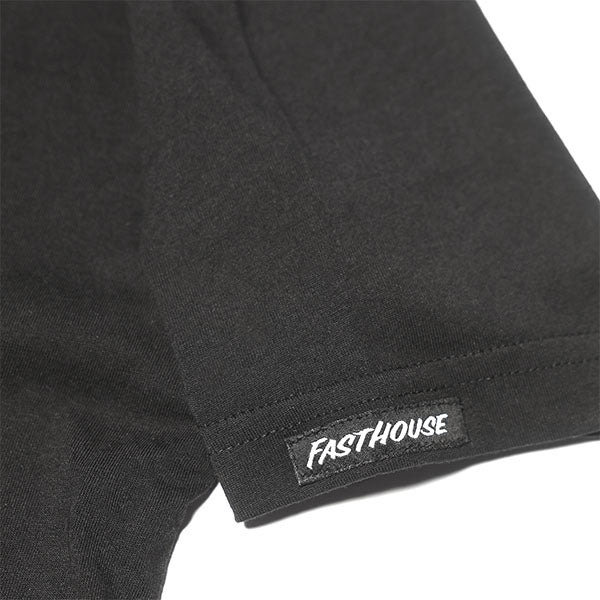 Studio photo on a white background of Fasthouse Iron Steed Tee; showing tee fit, printed graphics, and crew neckline; SKU 3296220504; Sizes: S-3XL