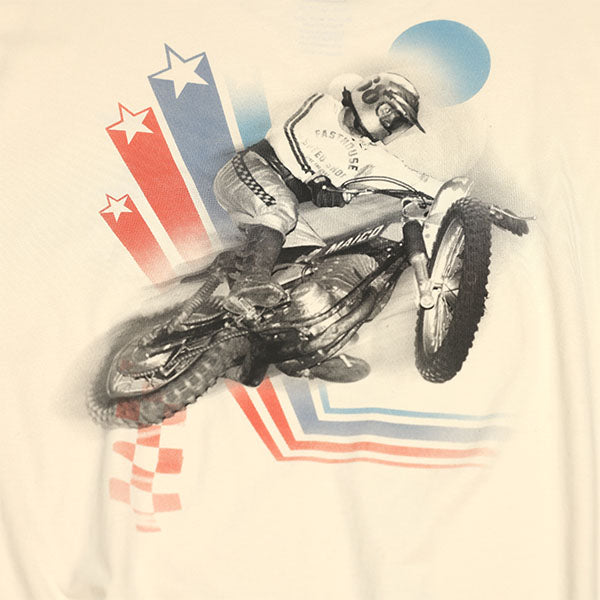 Crisp studio image on a white background of Fasthouse Champion Tee; showing tee fit, printed graphics, and crew neckline; SKU 3296129904; Sizes: S-3XL