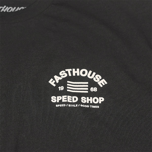 Clean studio shot of Fasthouse Cobalt Tee; showing tee fit, printed graphics, and crew neckline; SKU 3296139904; Colors: Natural, Black; Sizes: S-3XL