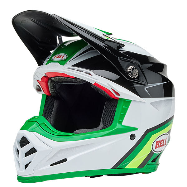 motorcycle helmet, showing aerodynamic shell design, ventilation ports, and secure retention system built for rider comfort and protection