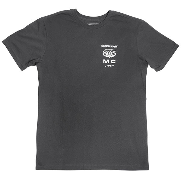 Crisp studio image on a white background of Fasthouse 805 Parallel Tee; showing tee fit, printed graphics, and crew neckline; SKU 3610280504