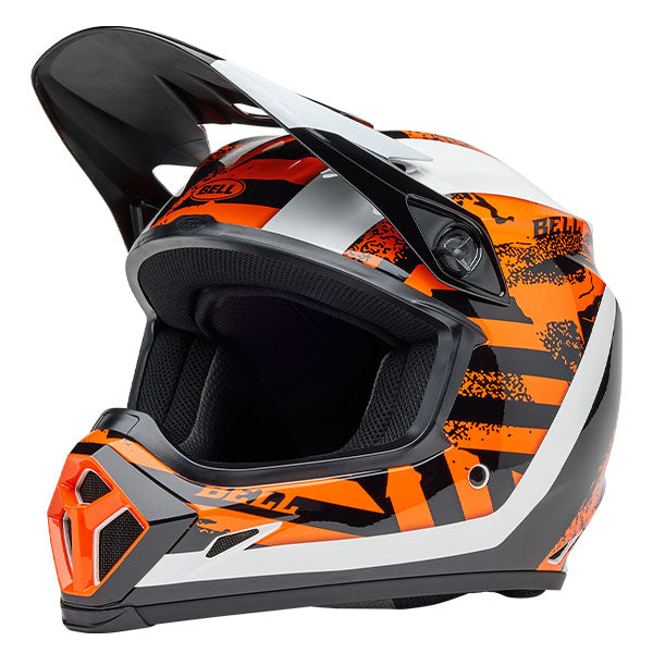 motorcycle helmet, showing aerodynamic shell design, ventilation ports, and secure retention system built for rider comfort and protection