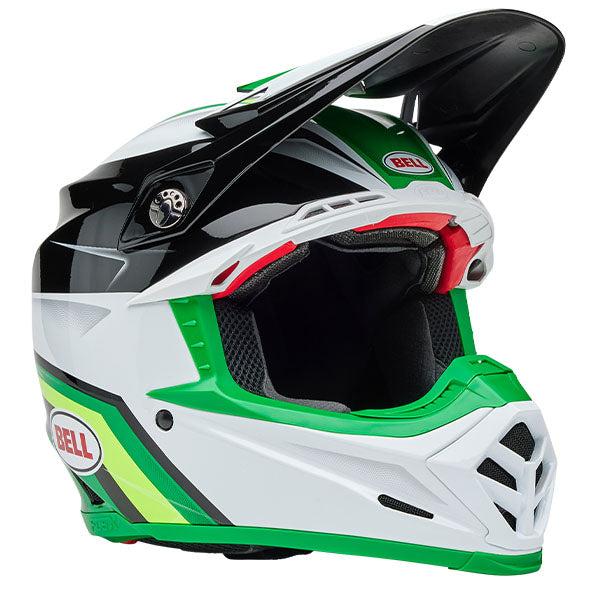 motorcycle helmet, showing aerodynamic shell design, ventilation ports, and secure retention system built for rider comfort and protection