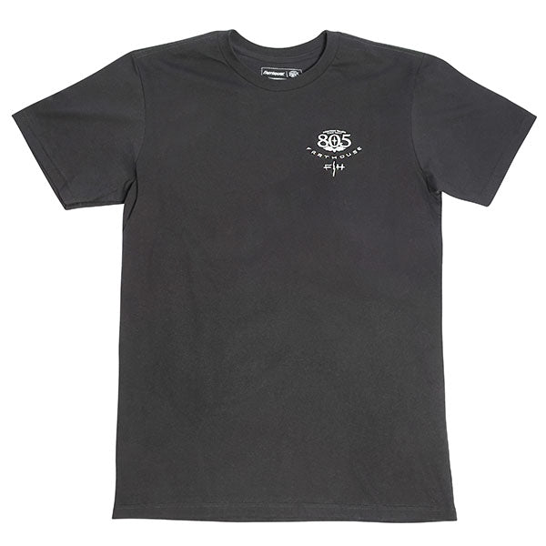 Crisp studio image on a white background of Fasthouse 805 Desert Run Tee; showing tee fit, printed graphics, and crew neckline; SKU 3610240304