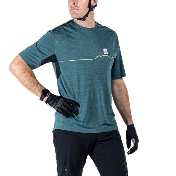 Product photo showing Leatt, Trail 1.0 Jersey (MTB) Mountain Bike in Teal, Colors: Black, Loam, Rust, Teal, Sizes: 2-3, SKU: 5025103905