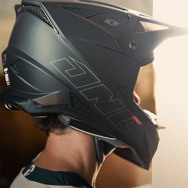 One Industries X-297 Horizon Helmet, motocross/off-road helmet, detail view, color options: 2X, LG, MD, SM, XL, XS, sizes: Black Cherry, Black/Gray, Cobalt Blue, Miami White, Saddle Brown, Slate Gray, Shopify product image