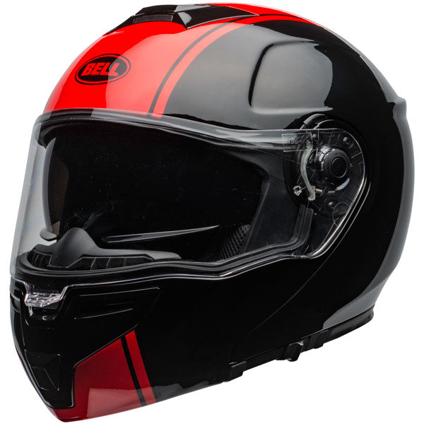 motorcycle helmet, angled view, showing aerodynamic shell design, ventilation ports, and secure retention system built for rider comfort and protection. SKU 07110049.