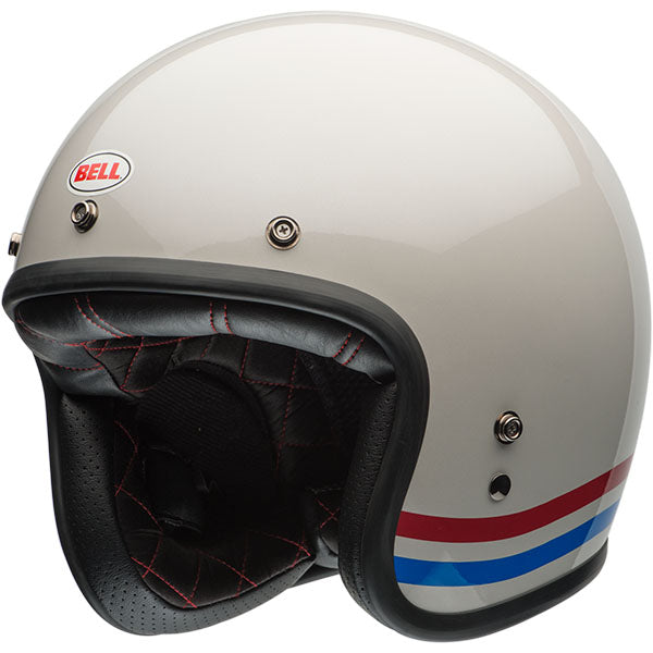 motorcycle helmet, front view, showing aerodynamic shell design, ventilation ports, and secure retention system built for rider comfort and protection