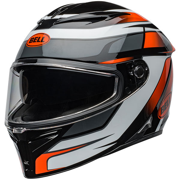 motorcycle helmet, showing aerodynamic shell design, ventilation ports, and secure retention system built for rider comfort and protection