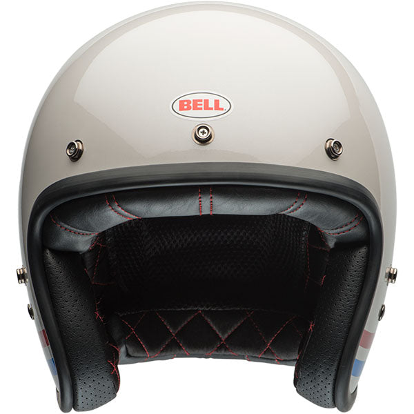 motorcycle helmet, front view, showing aerodynamic shell design, ventilation ports, and secure retention system built for rider comfort and protection. SKU 07153127.