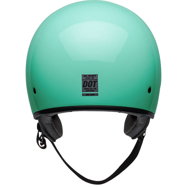 motorcycle helmet, rear view, showing aerodynamic shell design, ventilation ports, and secure retention system built for rider comfort and protection. SKU 07149640.